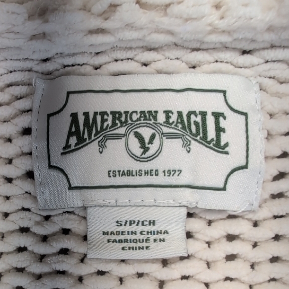 American Eagle Cream Chenille Knit Cardigan Women’s Small Open Front Sweater - Picture 2 of 6